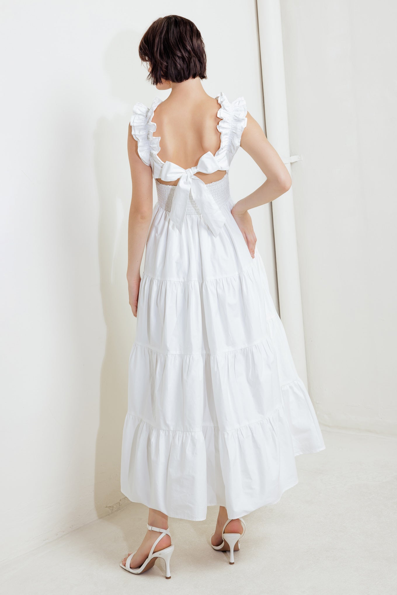 SWEETHEART TIERED ROMANCE WOVEN MIDI DRESS Flying Tomato